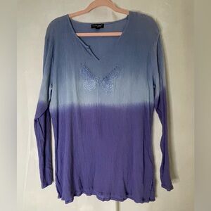 🦋Greater Good butterfly purple Shirt Womens L/XL‎ Long Sleeve NWT